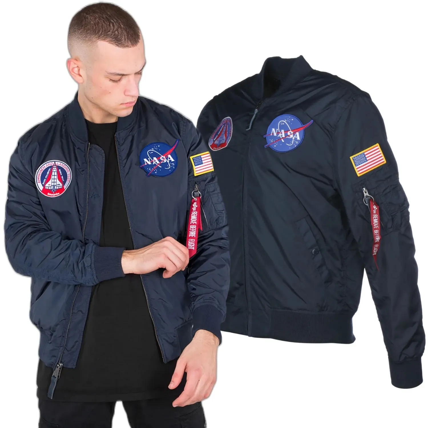 Kurtka Dwustronna Alpha Industries MA-1 TT NASA Reversible II 186101 07 - Granatowa