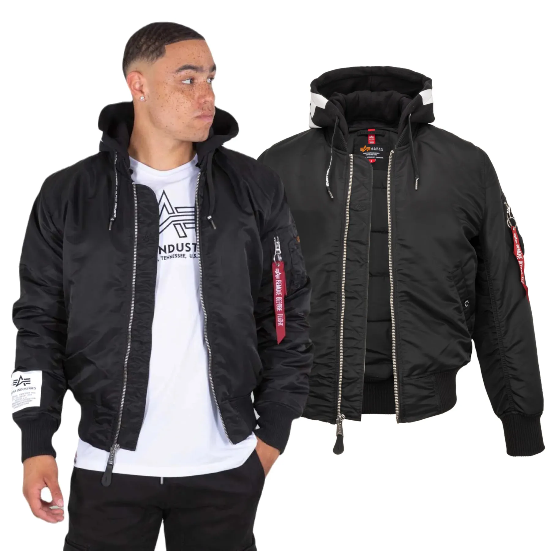 Kurtka z kapturem Alpha Industries MA-1 ZHP 118101 03 - Czarna