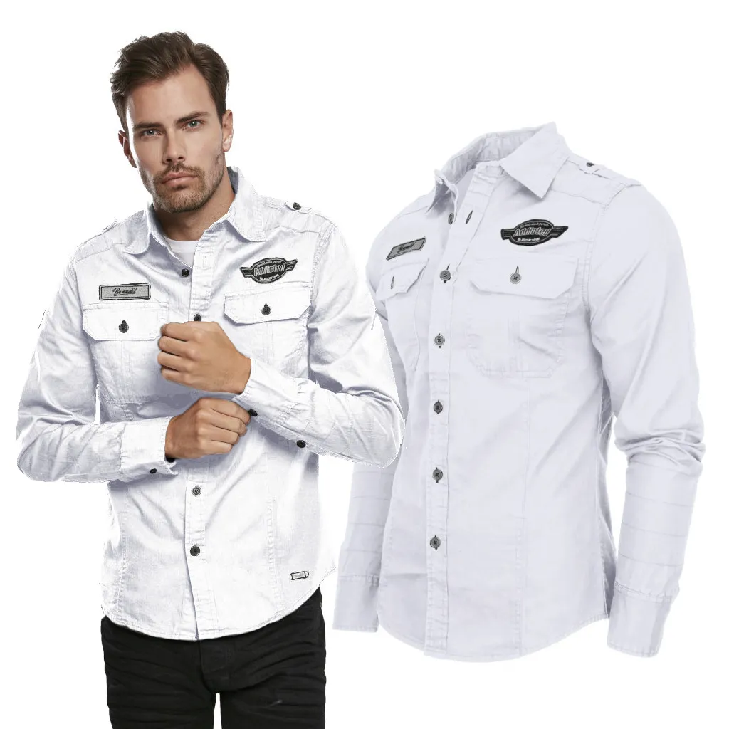 Koszula z długim rękawem BRANDIT Luis Vintageshirt white