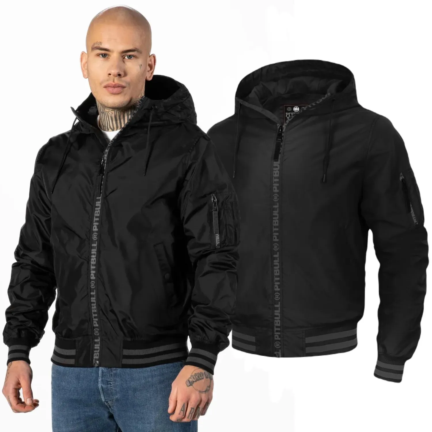 Kurtka męska z kapturem Pit Bull Overpark '23 - Czarna