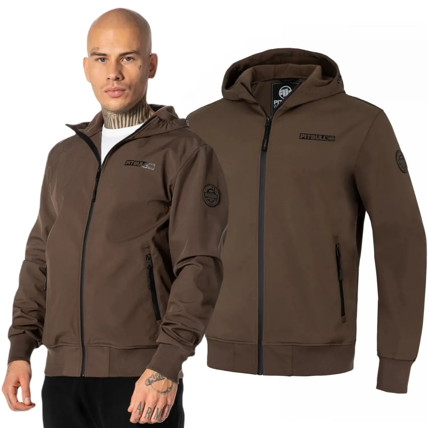 Kurtka z kapturem Pit Bull Softshell Midway II '23 - Ciemnobrązowa