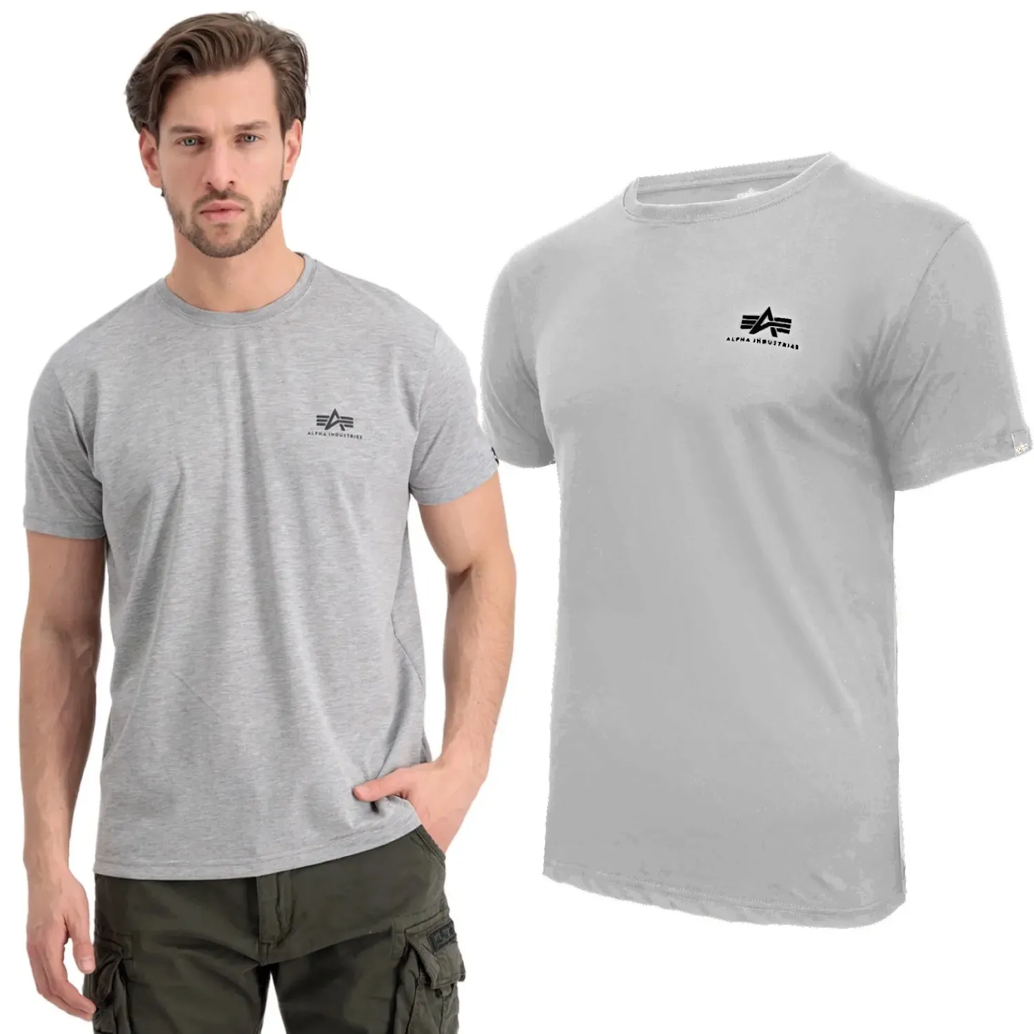 Koszulka Alpha Industries Small Logo Basic 188505 17 - Szara