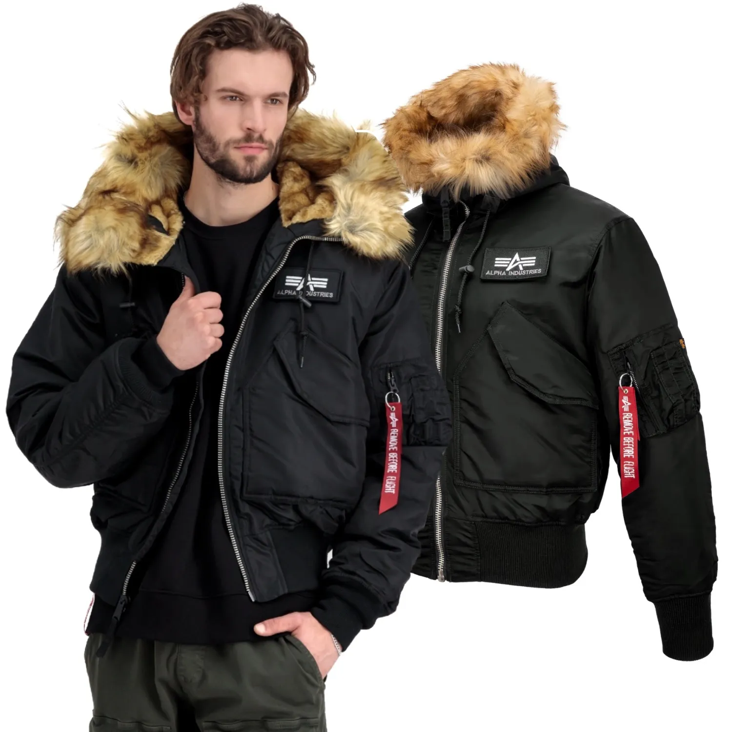 Kurtka z kapturem Alpha Industries MA-1 45P Custom 113145 285 - Czarna/Odblaskowa