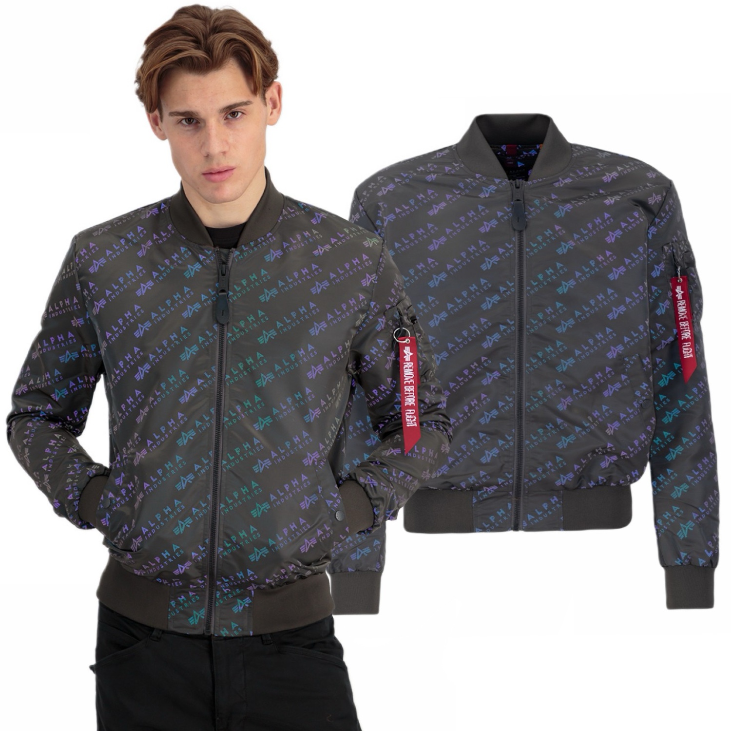 Kurtka Alpha Industries MA-1 LW AOP Rainbow Ref. 106109 136 - Ciemnoszara