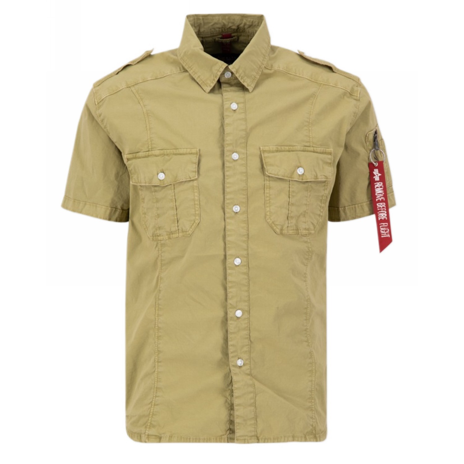 Koszula z krótkim rękawem Alpha Industries Basic Shirt Slim S 136427 01 - Zielona