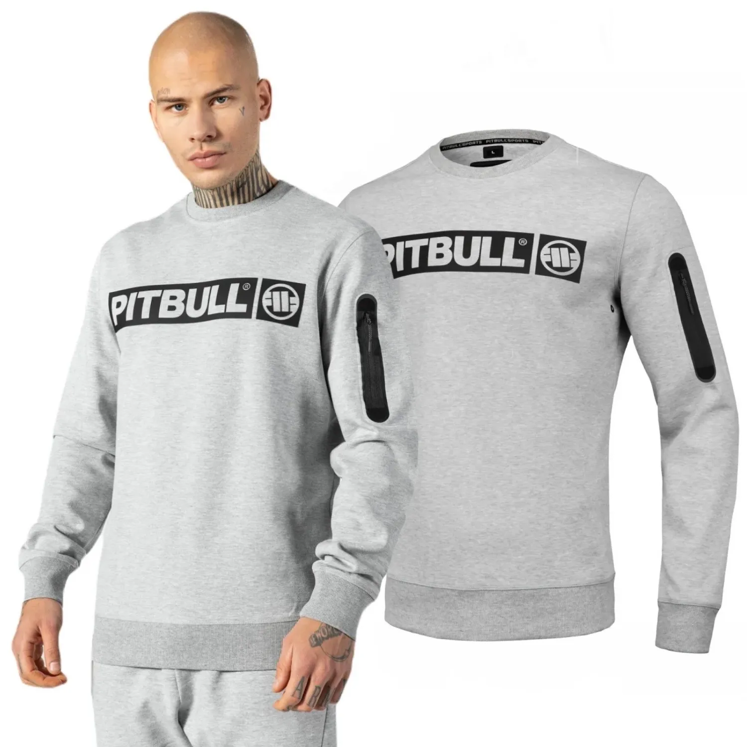 Bluza Pit Bull 300 Interlock Beyer '23 - Szary Melanż
