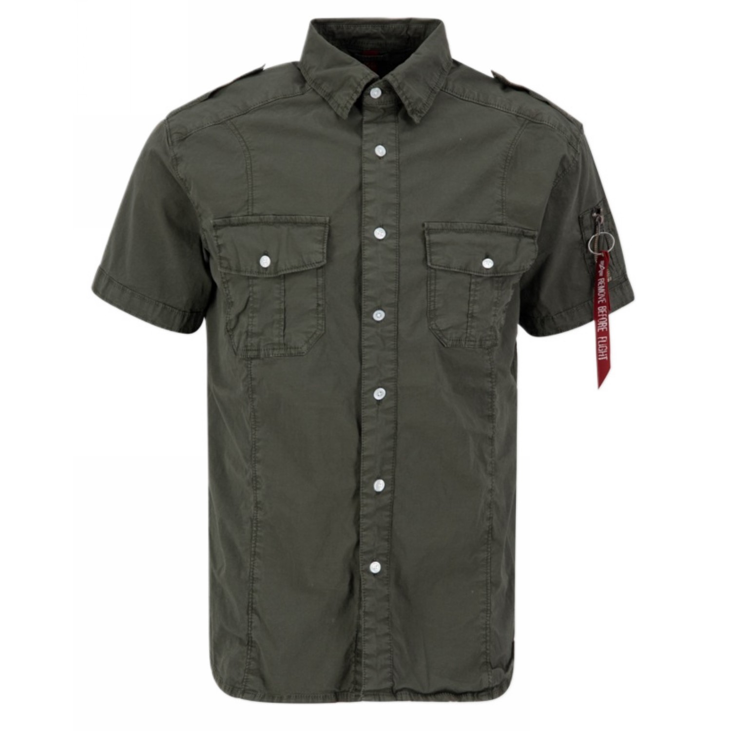 Koszula z krótkim rękawem Alpha Industries Basic Shirt Slim S 136427 136 - Ciemnoszara
