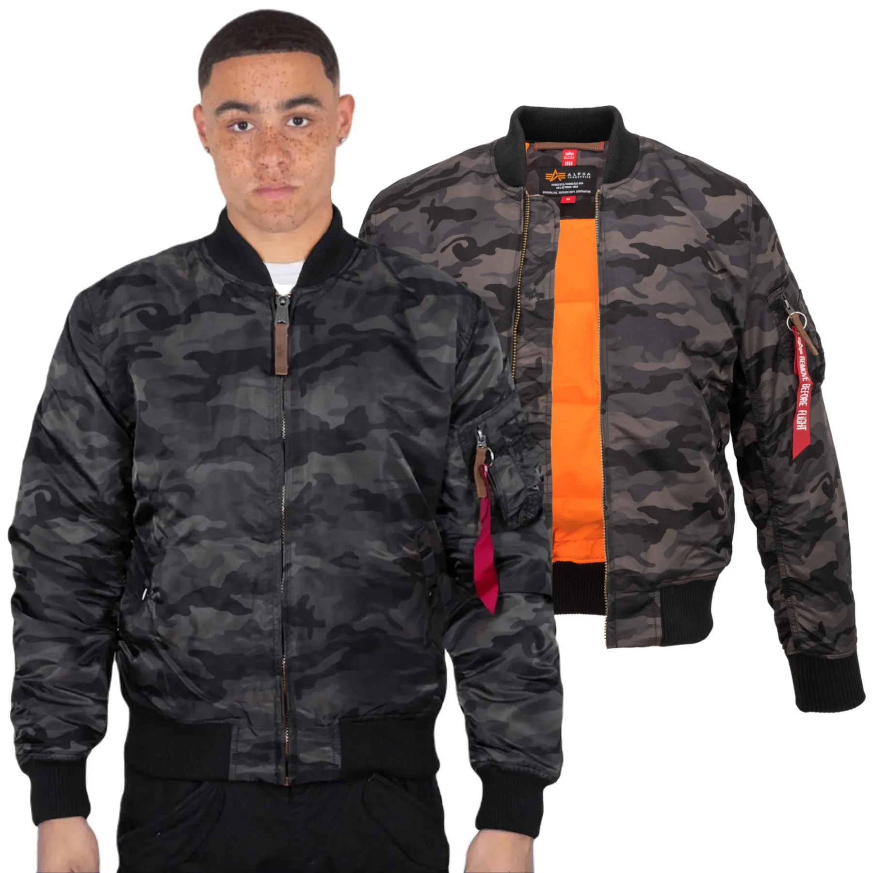 Kurtka Alpha Industries MA-1 VF 59 Camo 191118C 125 - Czarna Camo