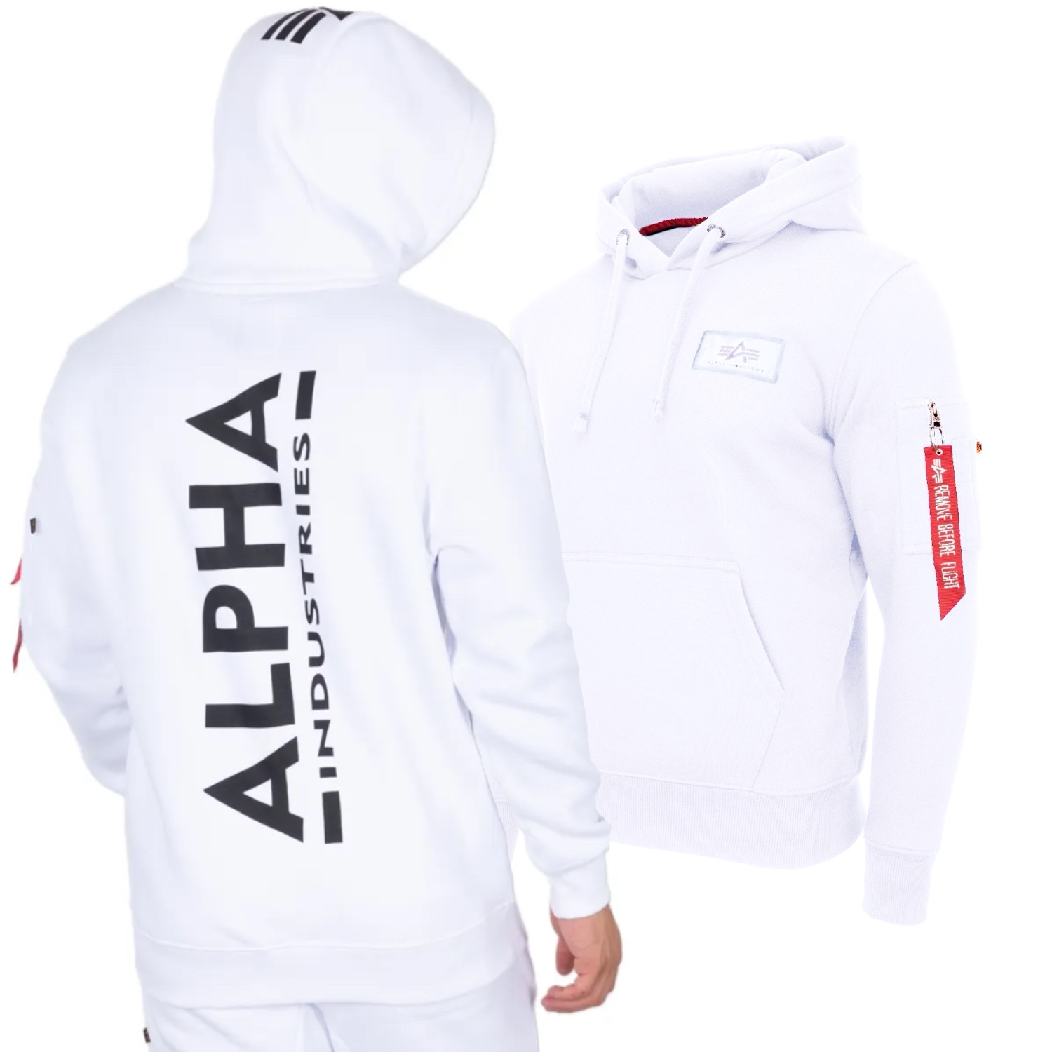 Bluza z kapturem Alpha Industries Back Print 178318 09 - Biała