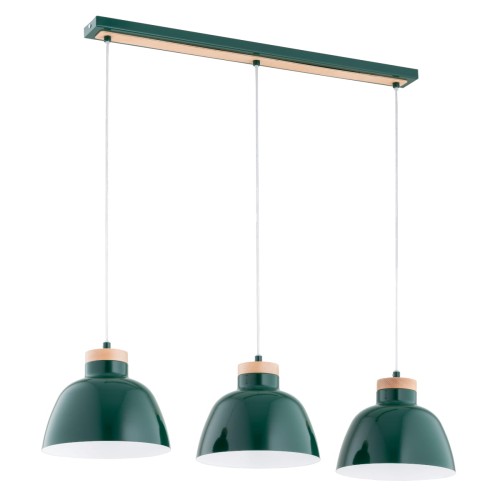 Lorien lampa wisząca 3xE27 zielona/drewno 62390