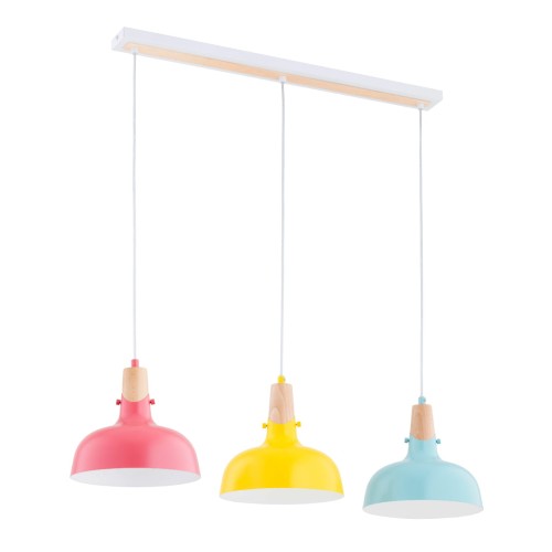 Solo lampa wisząca 3xE27 multikolor/drewno 62395