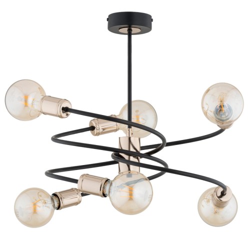 Disco lampa wisząca 6-punktowa czarna/złota 63233
