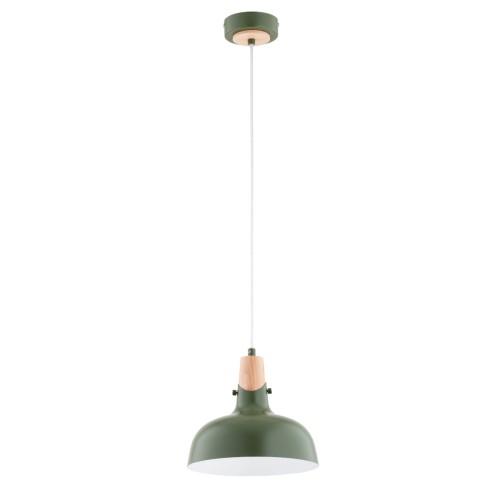Solo II lampa wisząca 1xE27 zielona/drewno 61329