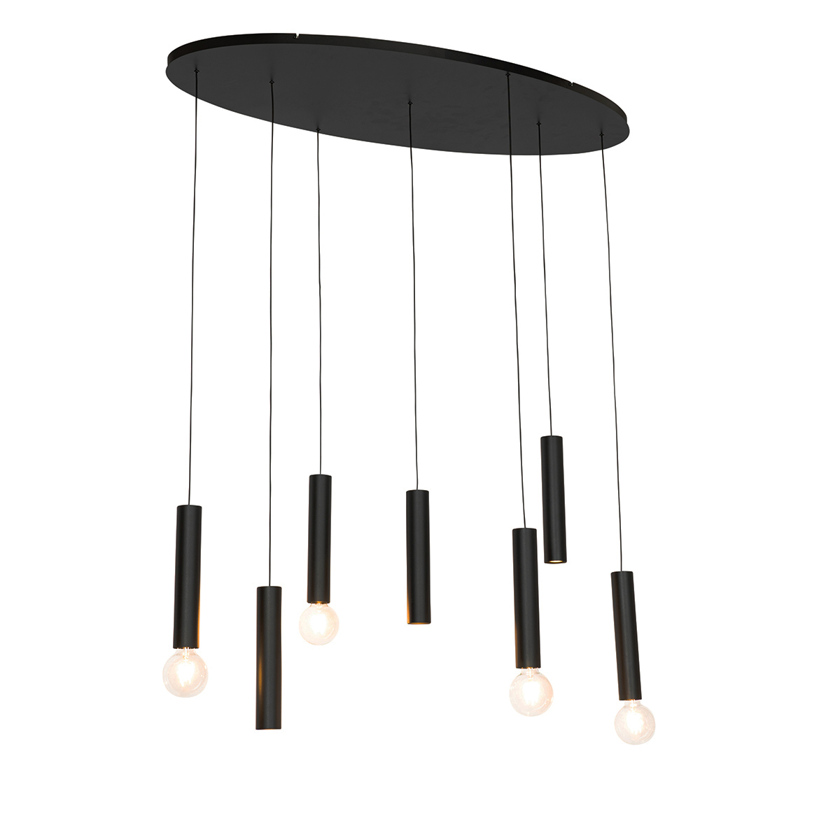 QAZQA Designerska lampa wisząca czarna owalna 7-punktowa - Tuba