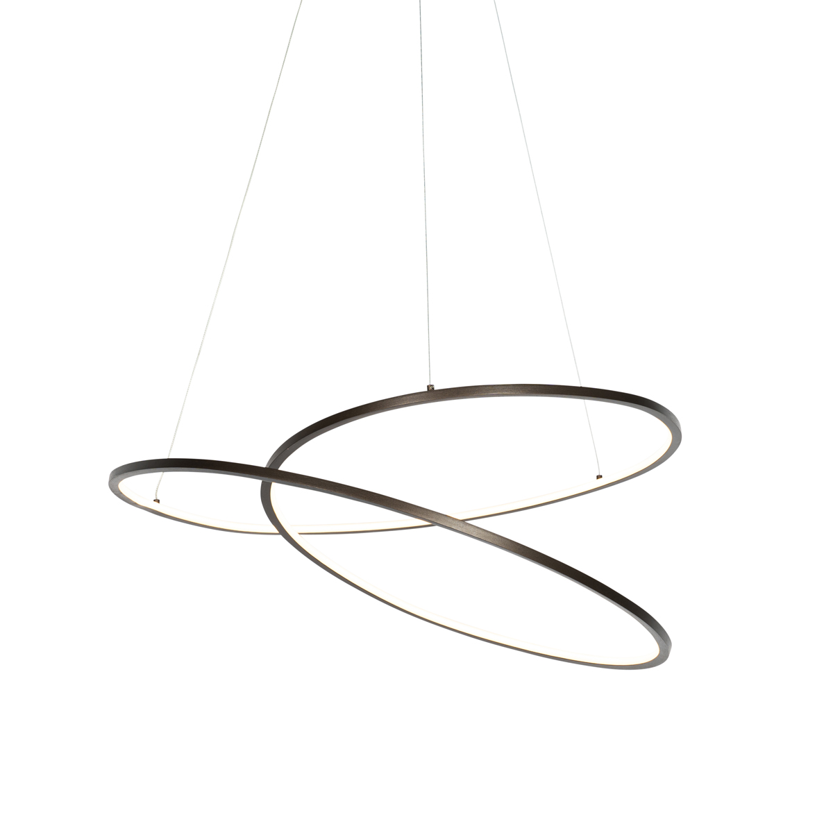 QAZQA Designerska lampa wisząca brązowa 72 cm z 3-stopniowym ściemnianiem LED - Rowan