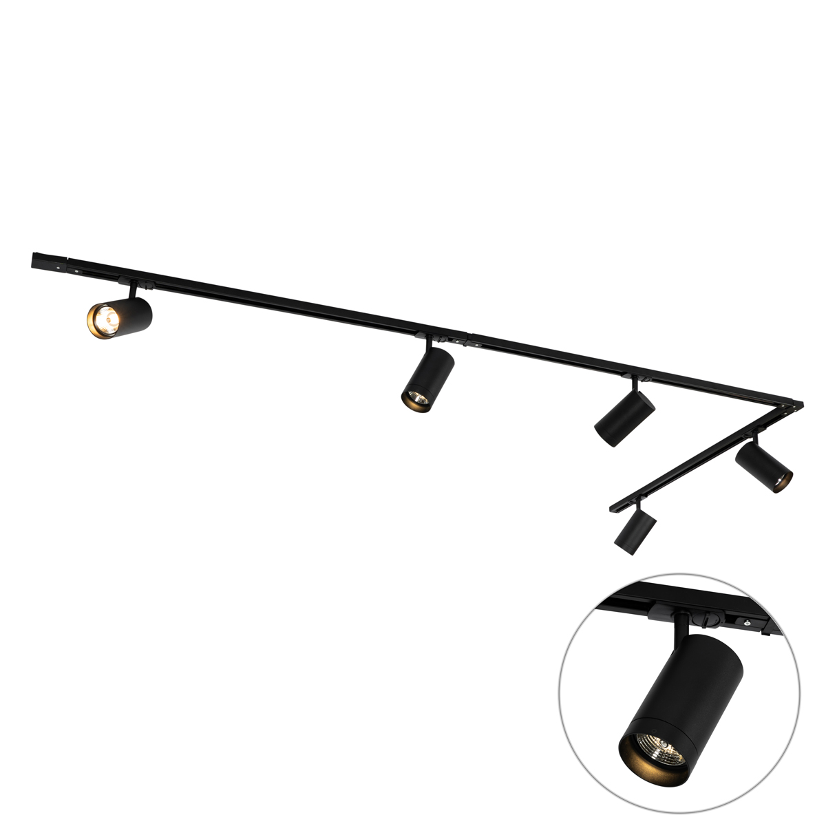 QAZQA Nowoczesny system szynowy 1-fazowy z 5 reflektorami AR70 czarny - Jeana Luxe