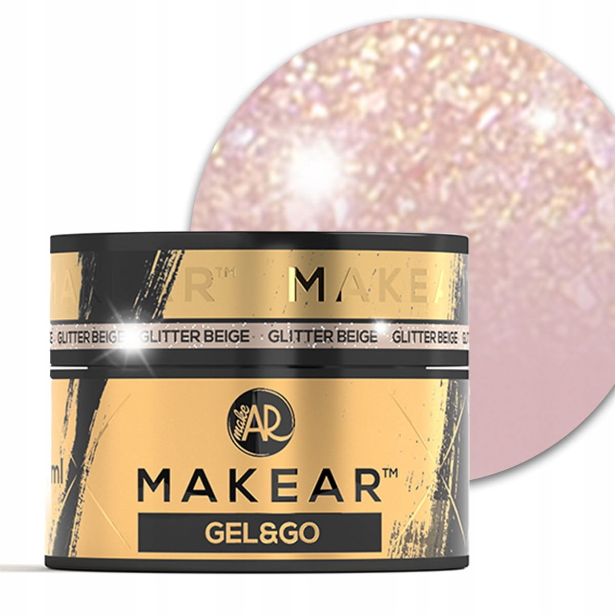 Makear Gel&Go, Budujący żel do paznokci, GG25 Glitter Beige, 15ml