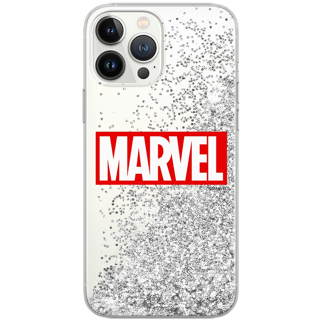 Etui płynny brokat do Apple IPHONE 12 / 12 PRO Marvel: Marvel 006 oryginalne i oficjalnie licencjonowane, Srebrny