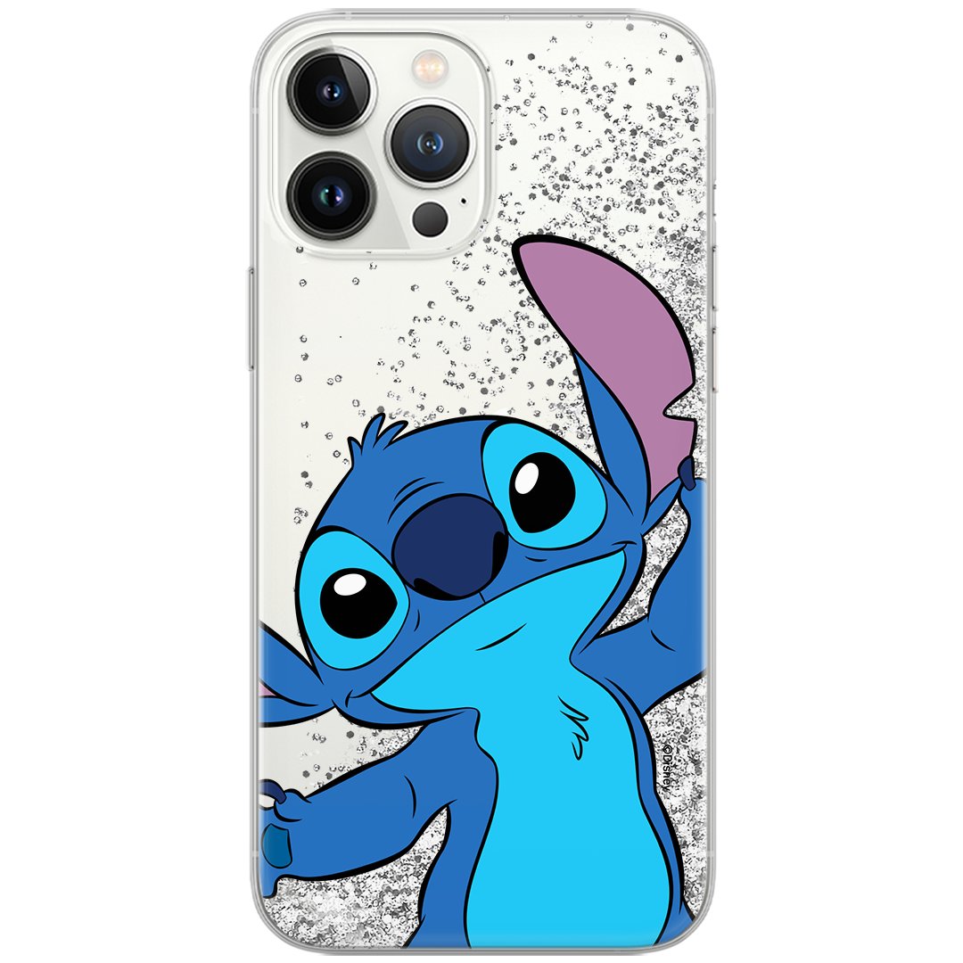 Etui płynny brokat do Apple IPHONE 11 PRO Disney: Stich 018 oryginalne i oficjalnie licencjonowane, Srebrny