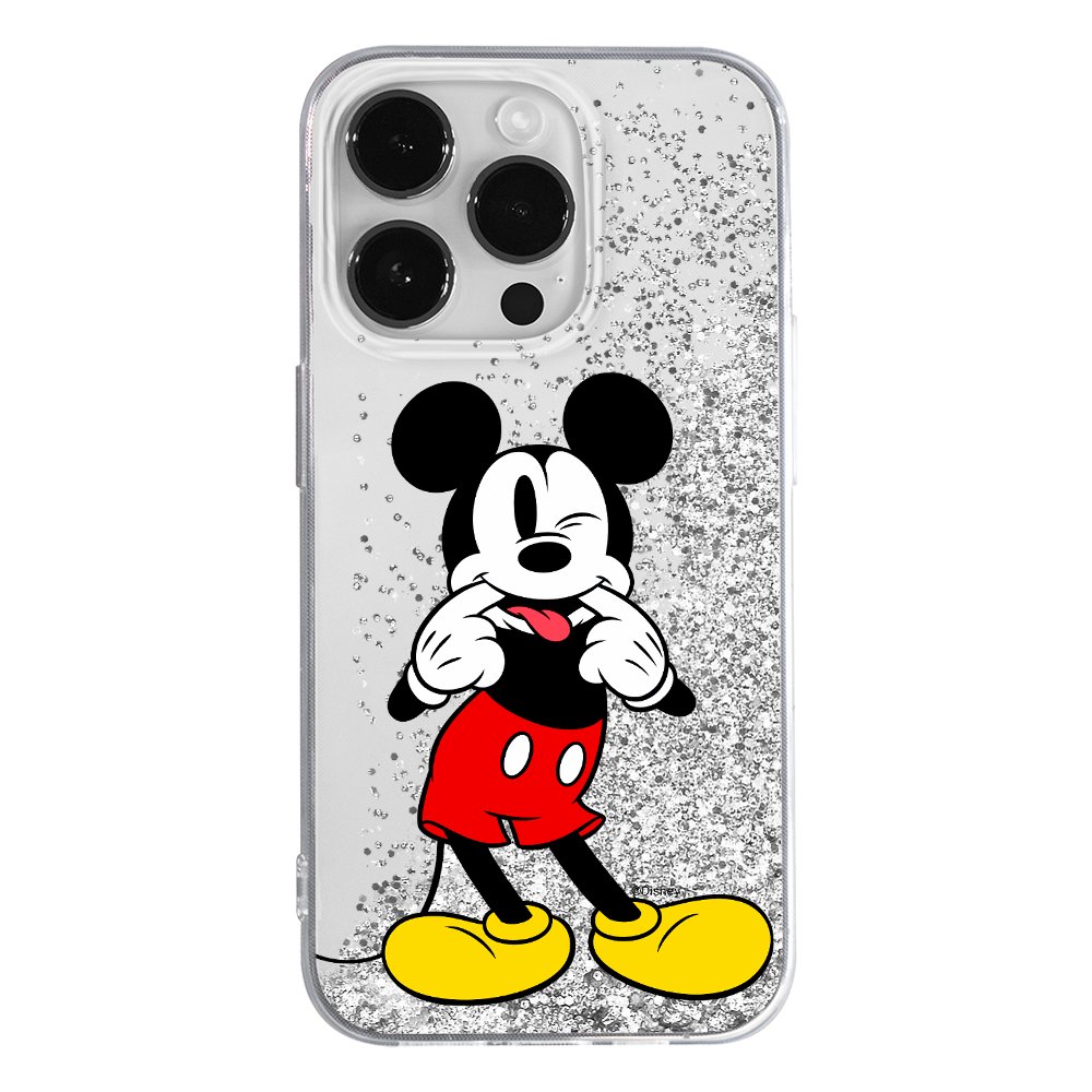 Etui płynny brokat do Apple IPHONE 12 MINI Disney: Mickey 053 oryginalne i oficjalnie licencjonowane, Srebrny