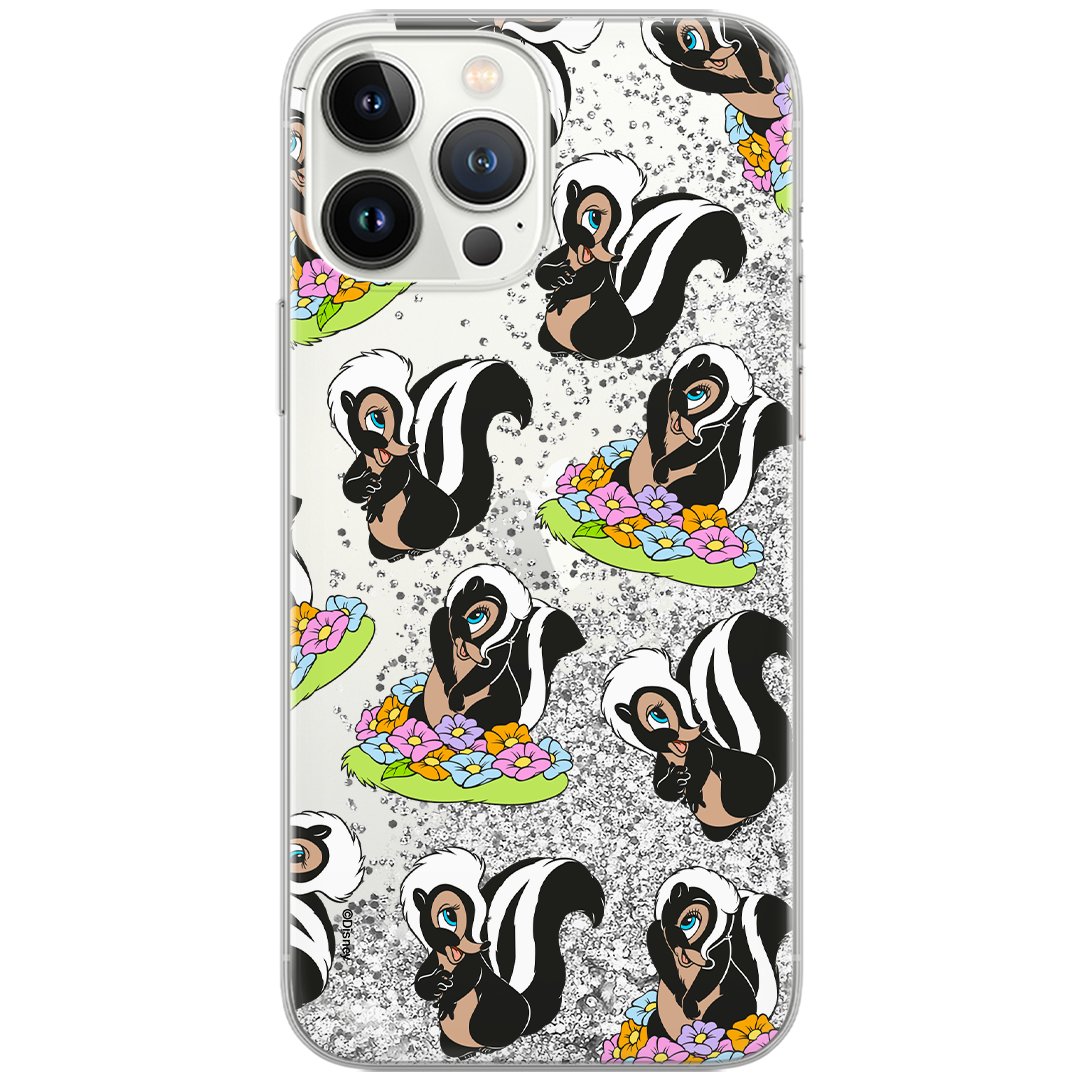 Etui płynny brokat do Apple IPHONE 11 Disney: Skunks 003 oryginalne i oficjalnie licencjonowane, Srebrny
