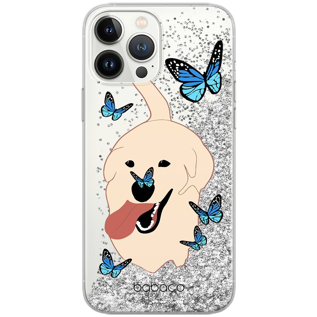 Etui płynny brokat do Apple IPHONE 13 PRO Babaco: Psy 011 oryginalne i oficjalnie licencjonowane, Srebrny