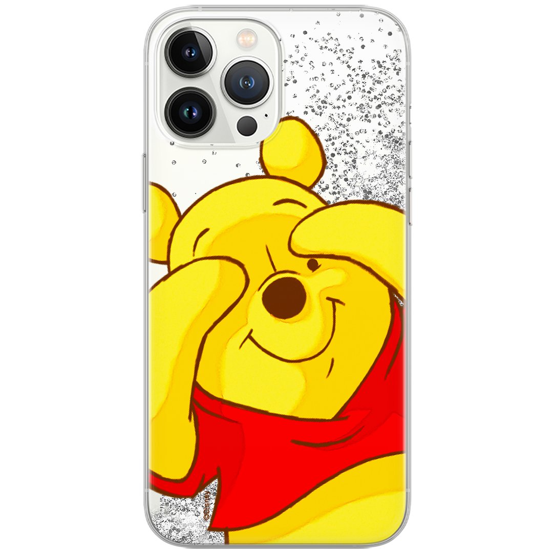 Etui płynny brokat do Apple IPHONE 14 PLUS Disney: Kubuś i Przyjaciele 033 oryginalne i oficjalnie licencjonowane, Srebrny