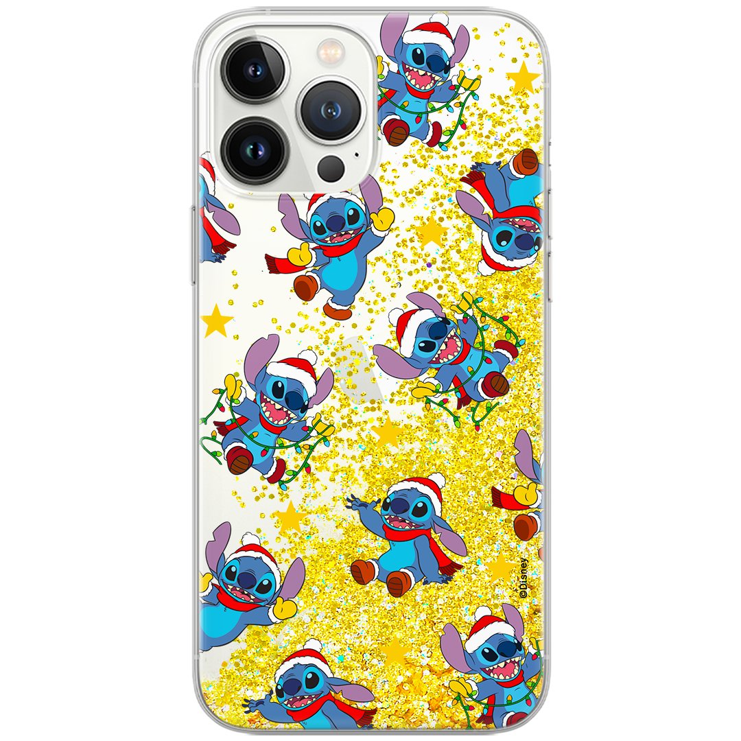 Etui płynny brokat do Apple IPHONE 11 PRO Disney: Stich 011 oryginalne i oficjalnie licencjonowane, Złoty