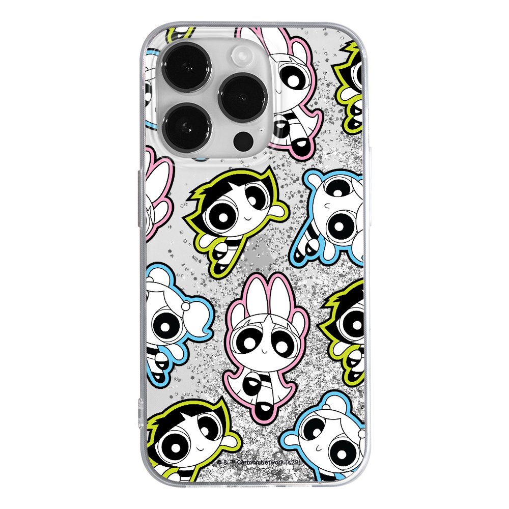 Etui płynny brokat do Apple IPHONE 12 / 12 PRO The Powerpuff Girls: Atomówki 022 oryginalne i oficjalnie licencjonowane, Srebrny