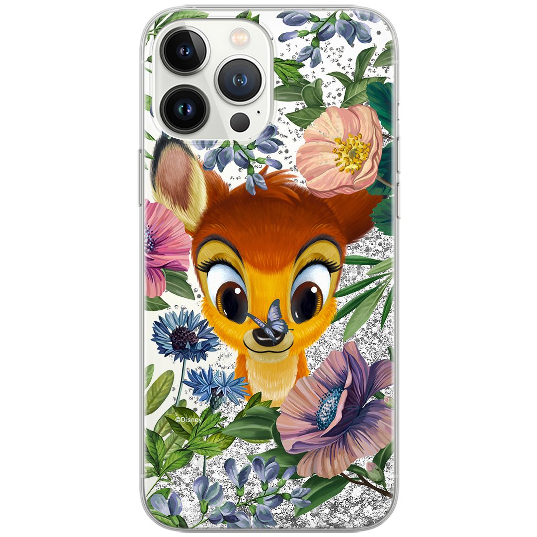 Etui płynny brokat do Apple IPHONE 14 Disney: Bambi 011 oryginalne i oficjalnie licencjonowane, Srebrny