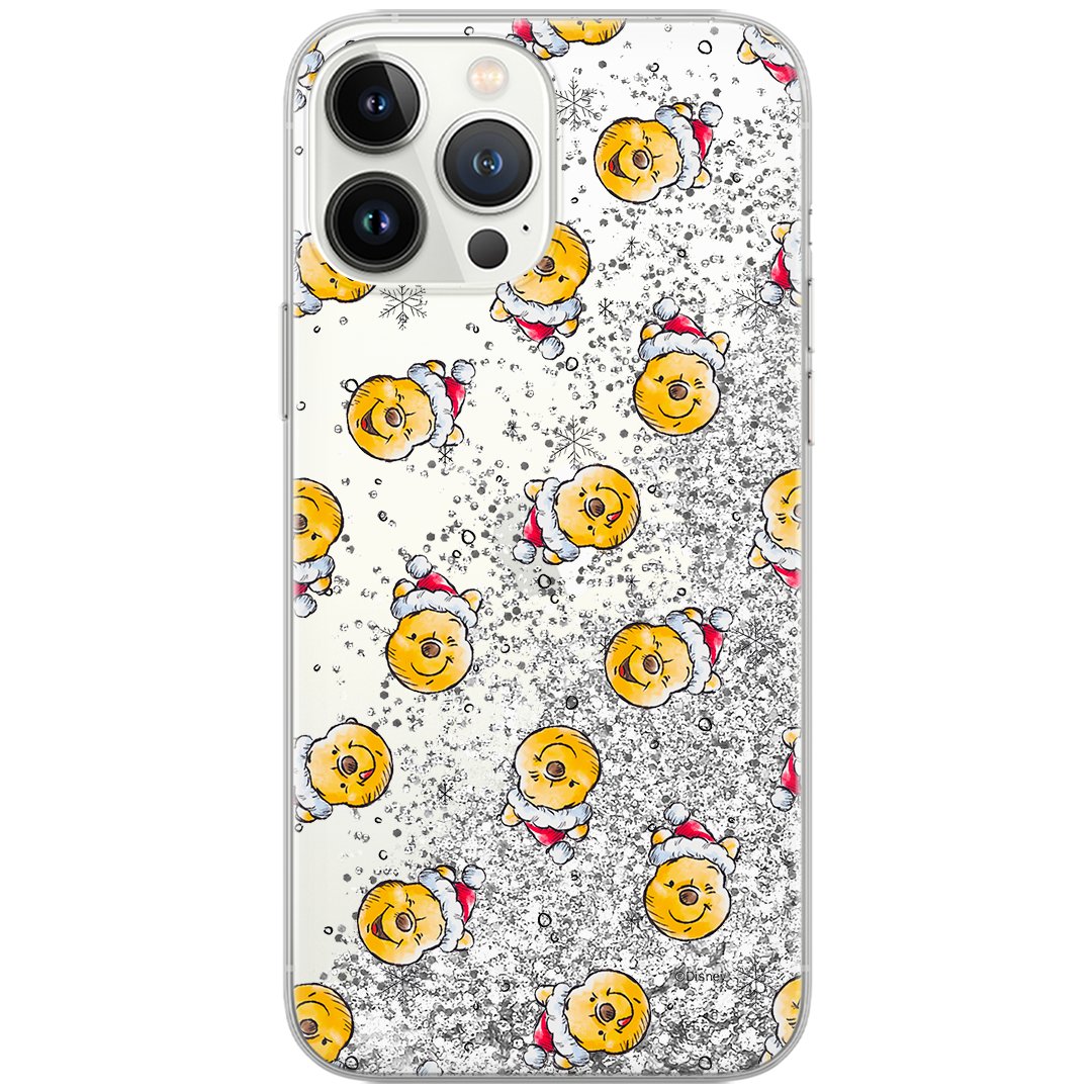 Etui płynny brokat do Apple IPHONE 14 PRO Disney: Kubuś i Przyjaciele 023 oryginalne i oficjalnie licencjonowane, Srebrny
