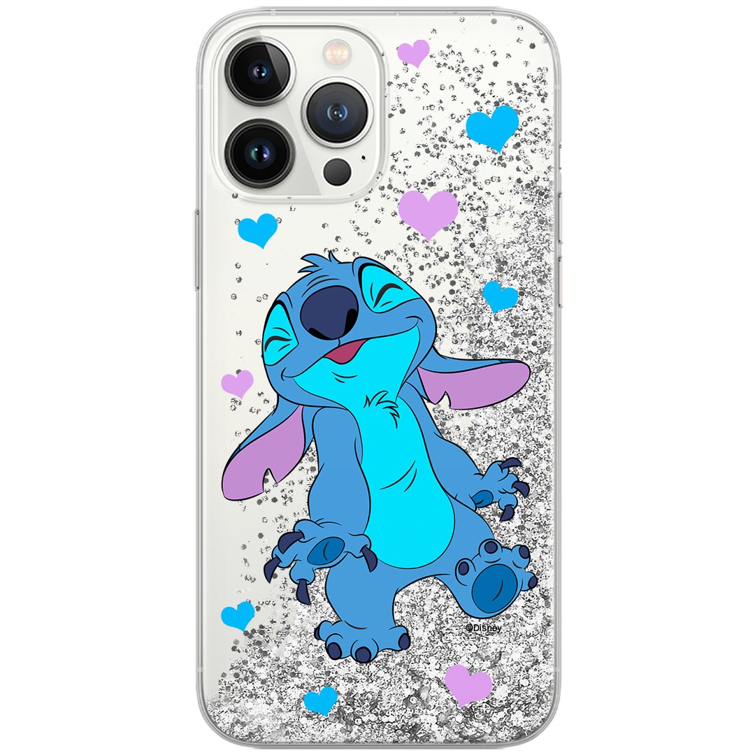 Etui płynny brokat do Apple IPHONE 7/ 8/ SE 2/ SE 3 Disney: Stich 014 oryginalne i oficjalnie licencjonowane, Srebrny