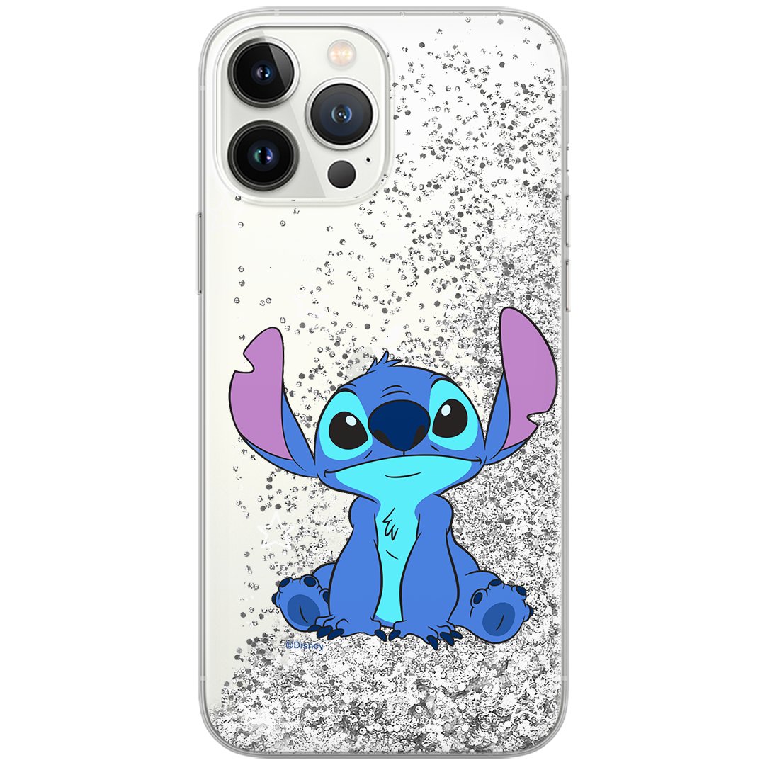 Etui płynny brokat do Apple IPHONE 12 PRO MAX Disney: Stich 006 oryginalne i oficjalnie licencjonowane, Srebrny