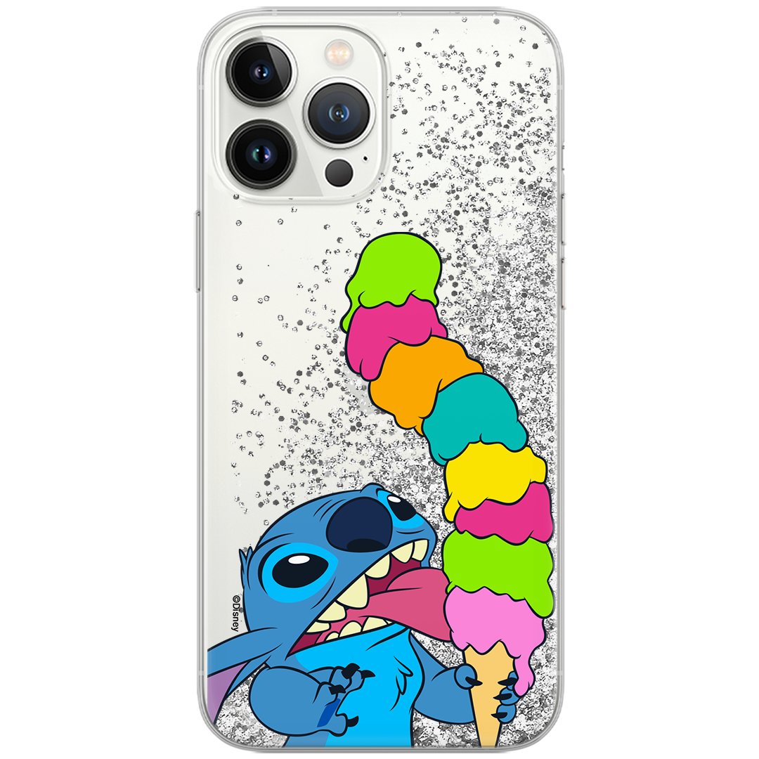 Etui płynny brokat do Apple IPHONE 11 Disney: Stich 015 oryginalne i oficjalnie licencjonowane, Srebrny