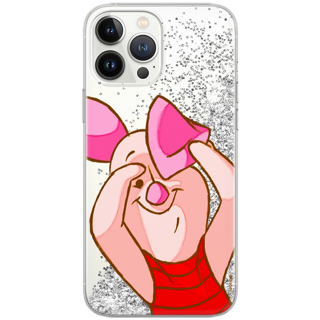 Etui płynny brokat do Apple IPHONE 14 PRO MAX Disney: Kubuś i Przyjaciele 034 oryginalne i oficjalnie licencjonowane, Srebrny