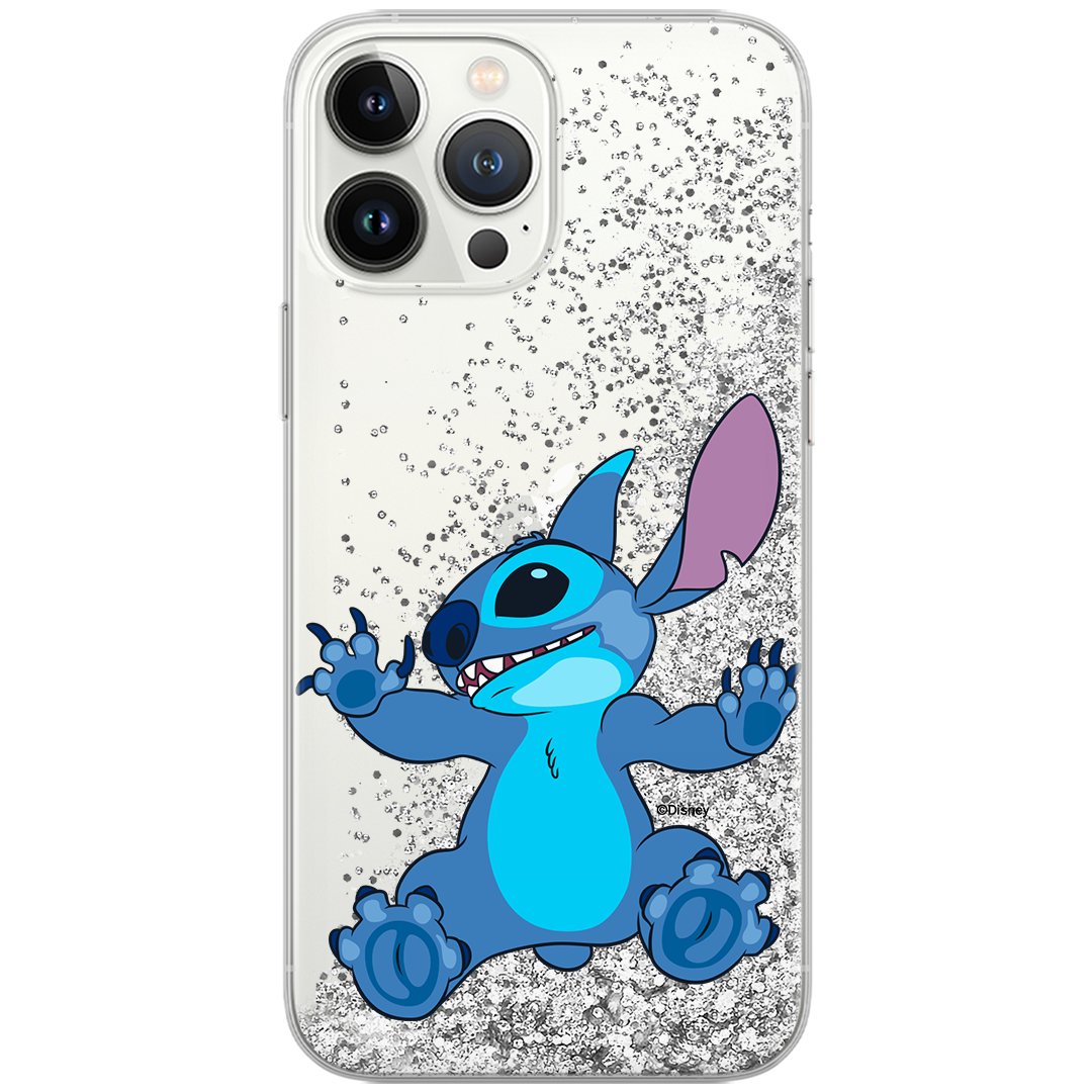 Etui płynny brokat do Apple IPHONE 11 PRO MAX Disney: Stich 021 oryginalne i oficjalnie licencjonowane, Srebrny