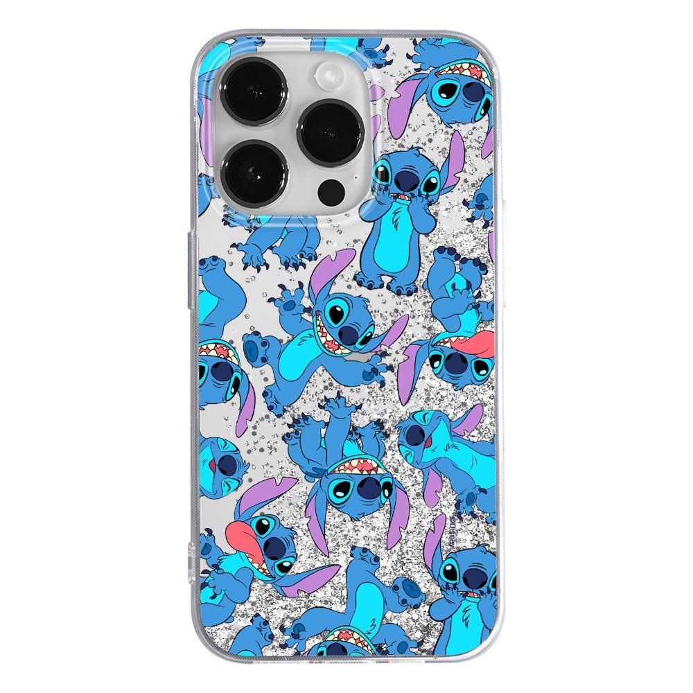 Etui płynny brokat do Apple IPHONE 11 PRO MAX Disney: Stich 022 oryginalne i oficjalnie licencjonowane, Srebrny