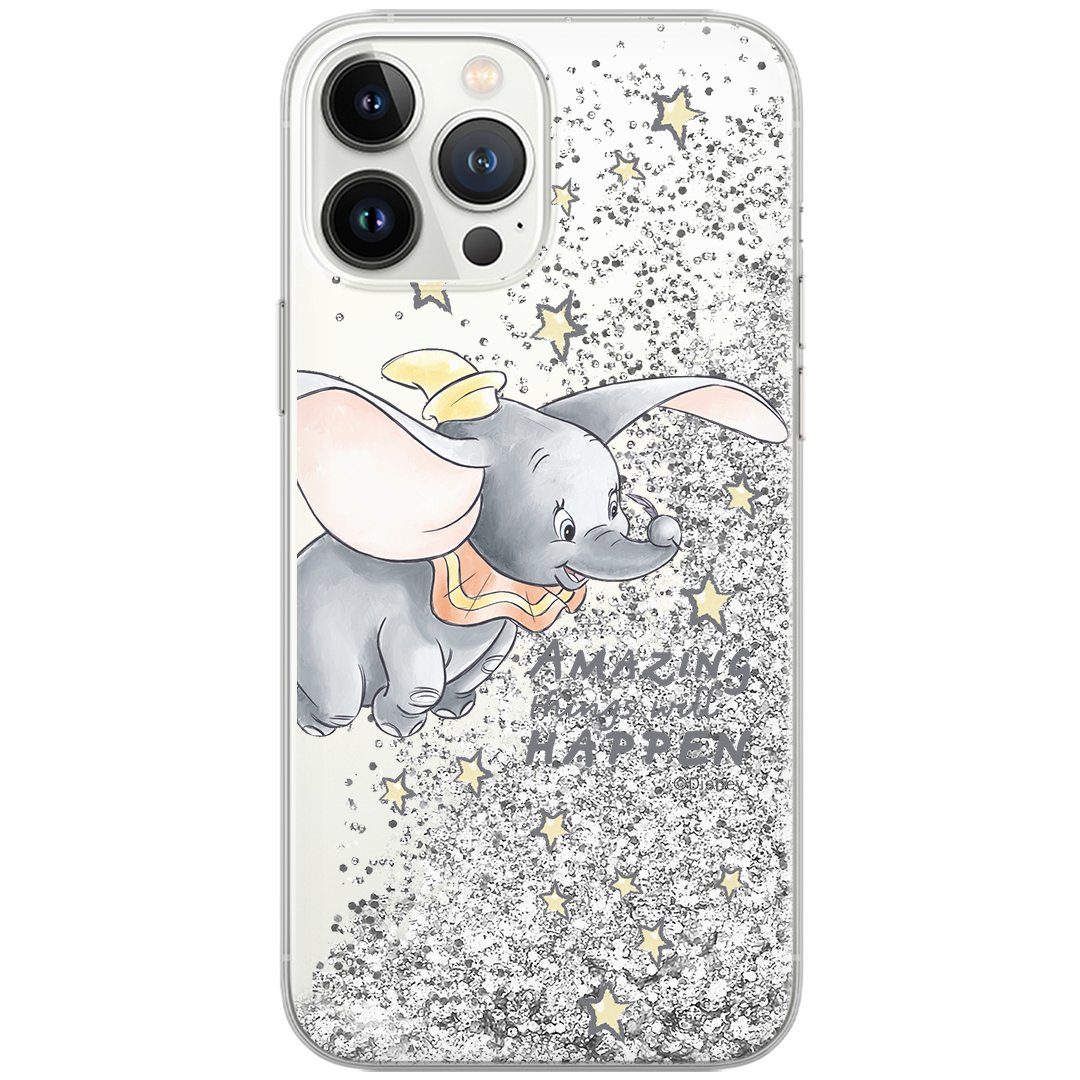 Etui płynny brokat do Apple IPHONE 12 / 12 PRO Disney: Dumbo 010 oryginalne i oficjalnie licencjonowane, Srebrny