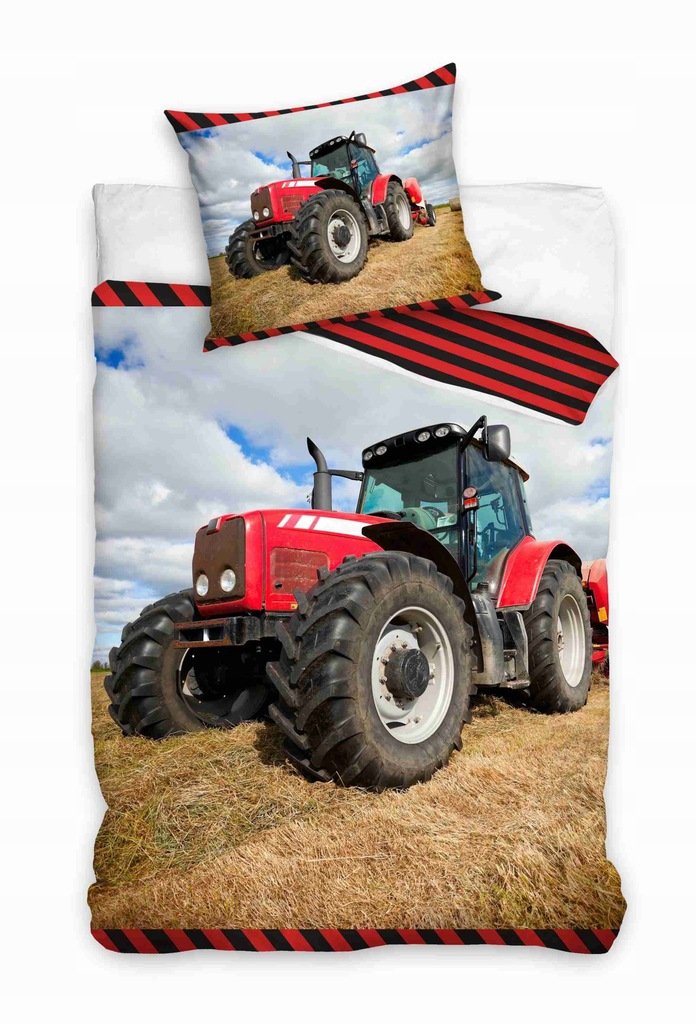 ﻿Pościel Młodzieżowa Traktor Czerwony 140X200 Bawełna