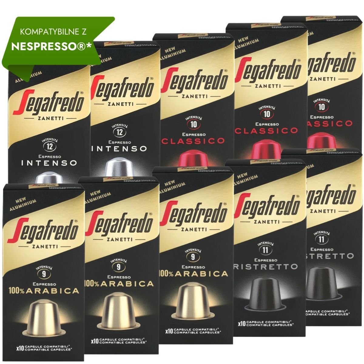 100 kapsułek aluminiowych kompatybilnych z Nespresso® Segafredo różne smaki