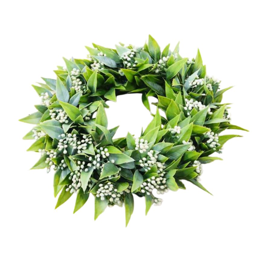 Kwiaty dekoracyjne Wianek biało-zielony 33cm jak w opisie