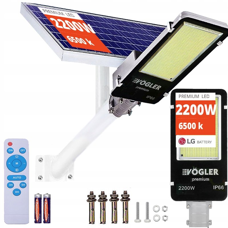 MOCNA DUŻA LAMPA SOLARNA ULICZNA OGRODOWA PILOT SUPER PREMIUM AKUMULATOR LG