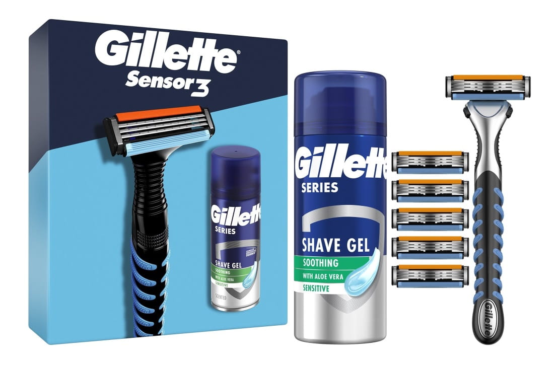 Gillette Sesnsor3 Zestaw 2 produktów ( maszynka z 5 ostrzami + żel do golenia )