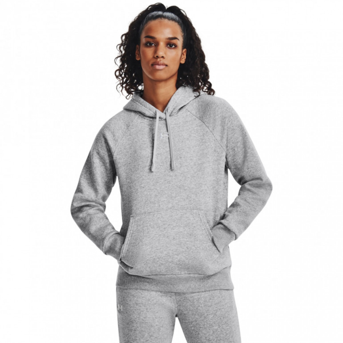 Damska bluza dresowa nierozpinana z kapturem Under Armour UA Rival Fleece Hoodie - szara - UNDER ARMOUR