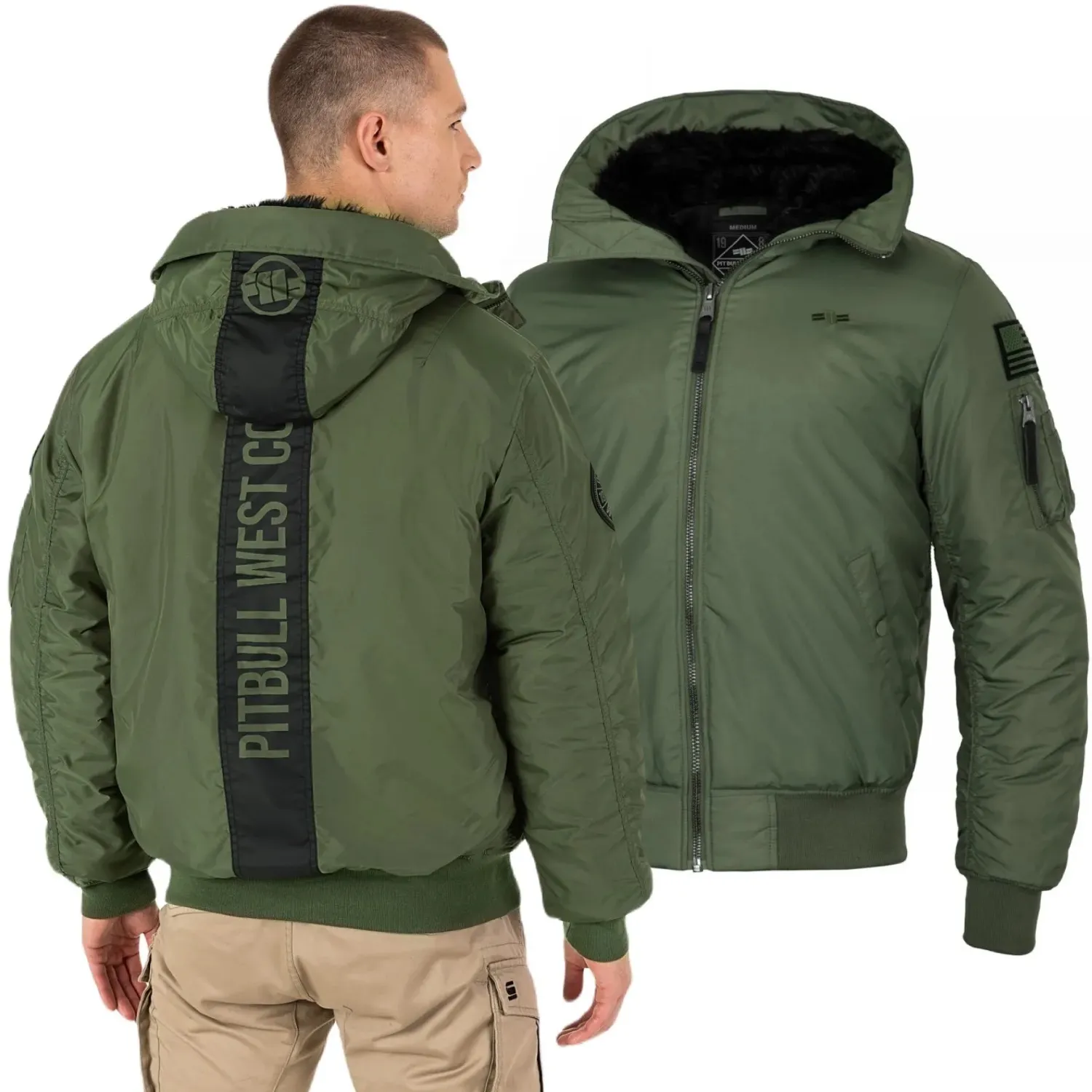 Kurtka zimowa z kapturem Pit Bull Beejay II '23 - Oliwkowa RATY 0% | PayPo | GRATIS WYSYŁKA | ZWROT DO 100 DNI