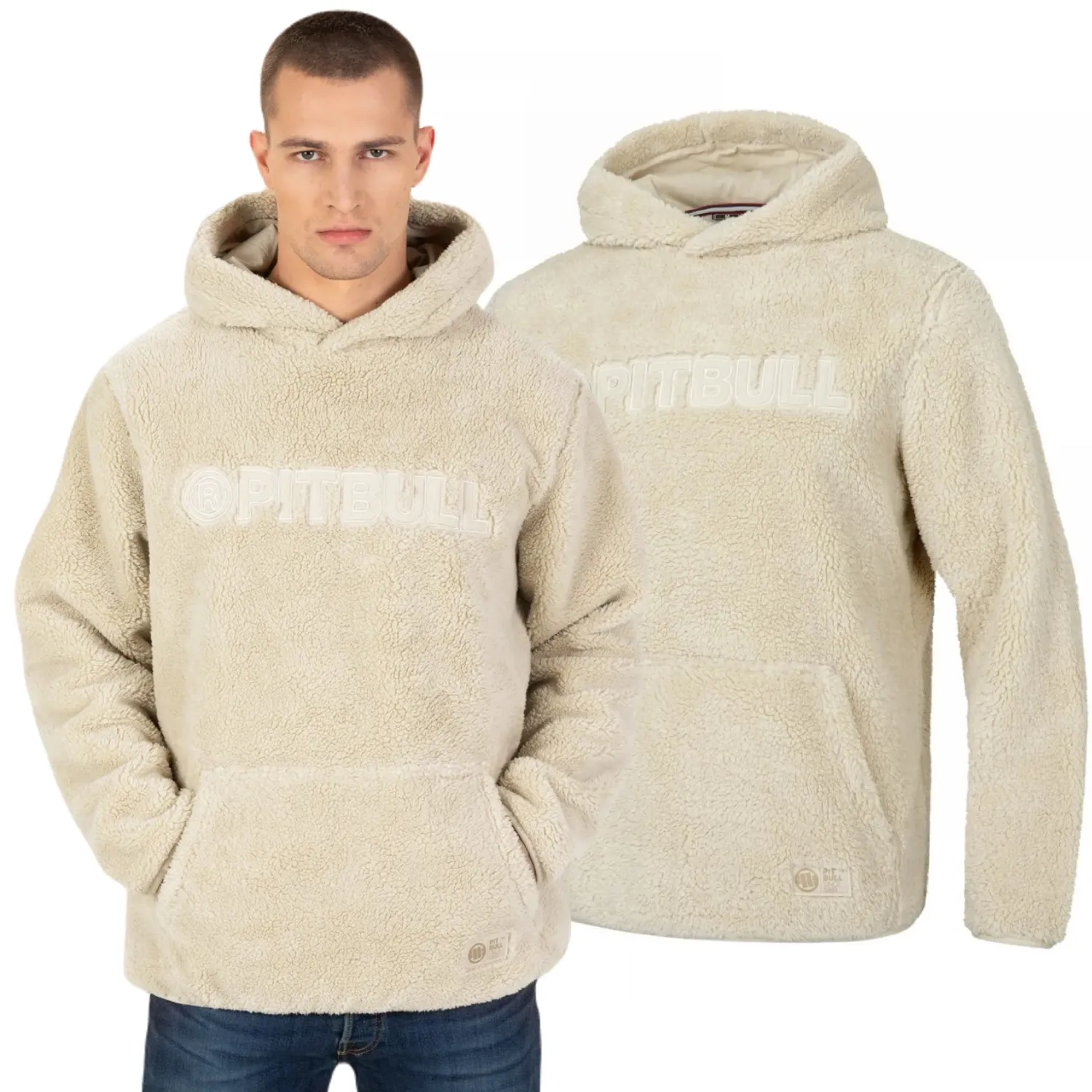 Bluza z kapturem Pit Bull Aragon '23 - Beżowa