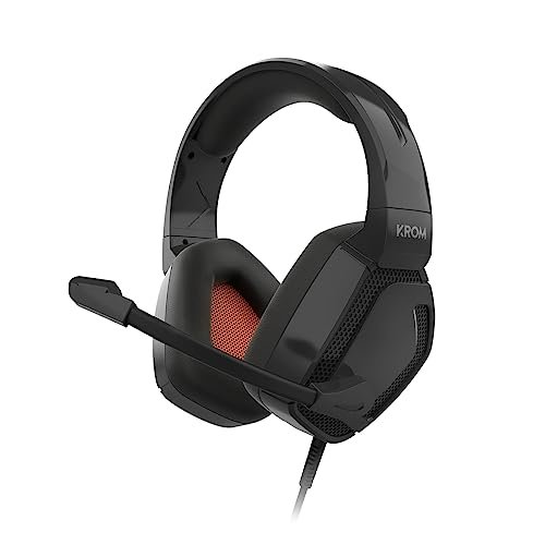 KROM Gaming KOPA PRO - zestaw słuchawkowy stereo, głośniki 50 mm, regulacja głośności, regulowany pałąk, elastyczny mikrofon, PC, PS4-Ps5, przełączn..