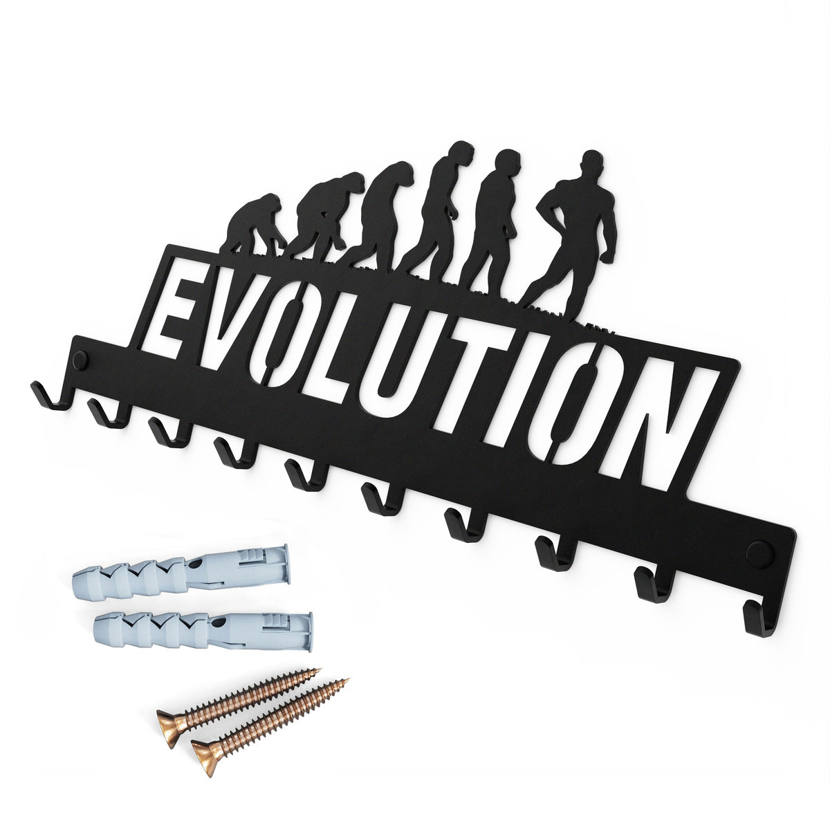 WK_EVO_C Wieszak uchwyt ścienny „Evolution” na klucze, ubrania, biżuterie, ozdobny czarna struktura