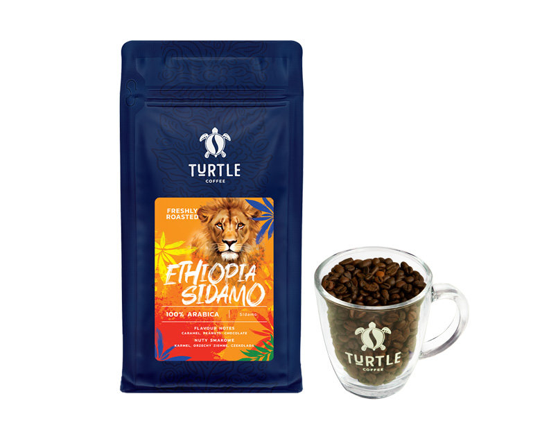 Świeżo Palona Kawa Ziarnista Ethiopia Sidamo 1kg Turtle