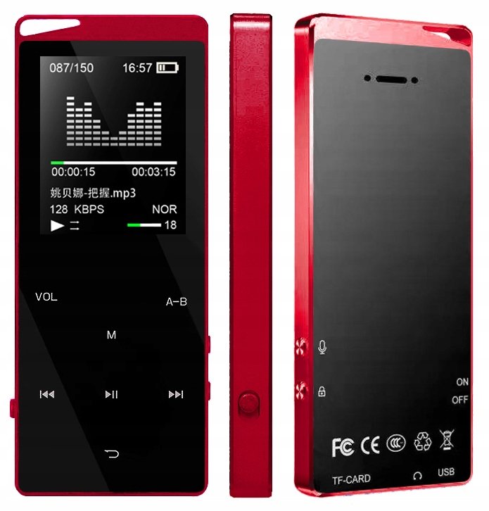 Odtwarzacz MP4 X03 16GB bluetooth głośnik MP3 czerwony